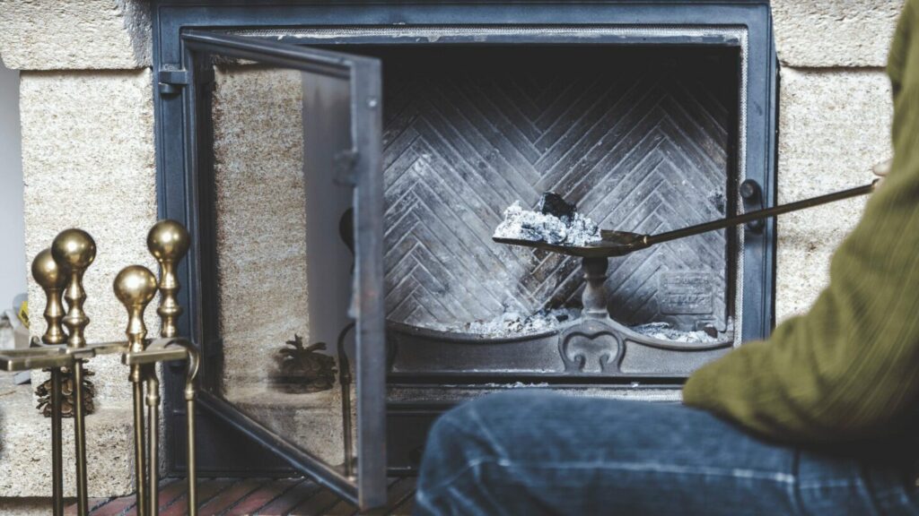 cleaning fireplace