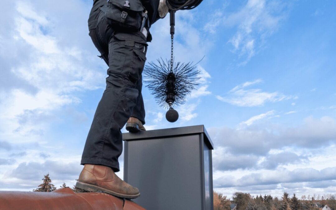 Chimney Sweep in Dallas using chimney brush