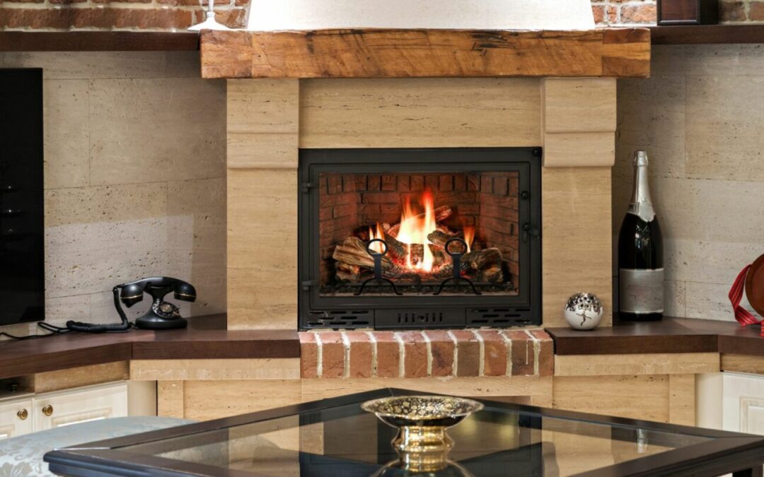 A beautiful stone fireplace, one of the three types of fireplaces